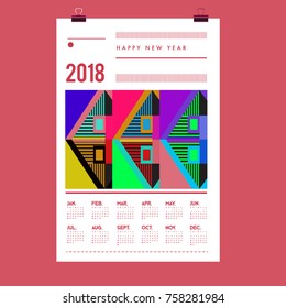 Set of Wall Calendar 2018 template design with Colorfull Background Pattern