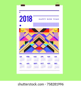 Set of Wall Calendar 2018 template design with Colorfull Background Pattern