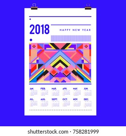 Set of Wall Calendar 2018 template design with Colorfull Background Pattern