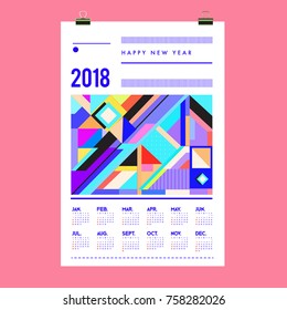 Set of Wall Calendar 2018 template design with Colorfull Background Pattern