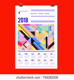Set of Wall Calendar 2018 template design with Colorfull Background Pattern