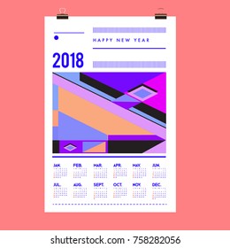 Set of Wall Calendar 2018 template design with Colorfull Background Pattern