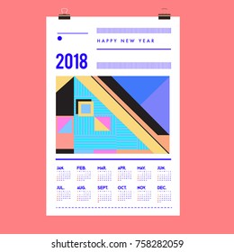Set of Wall Calendar 2018 template design with Colorfull Background Pattern