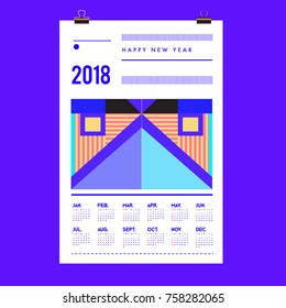 Set of Wall Calendar 2018 template design with Colorfull Background Pattern