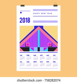 Set of Wall Calendar 2018 template design with Colorfull Background Pattern