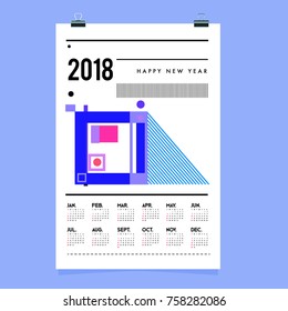 Set of Wall Calendar 2018 template design with Colorfull Background Pattern