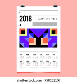 Set of Wall Calendar 2018 template design with Colorfull Background Pattern