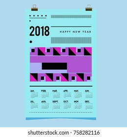 Set of Wall Calendar 2018 template design with Colorfull Background Pattern