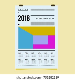 Set of Wall Calendar 2018 template design with Colorfull Background Pattern