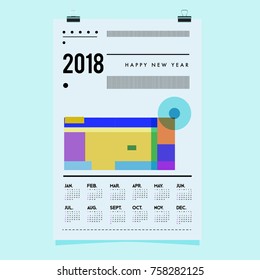 Set of Wall Calendar 2018 template design with Colorfull Background Pattern