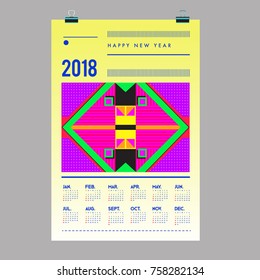 Set of Wall Calendar 2018 template design with Colorfull Background Pattern