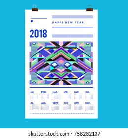 Set of Wall Calendar 2018 template design with Colorfull Background Pattern