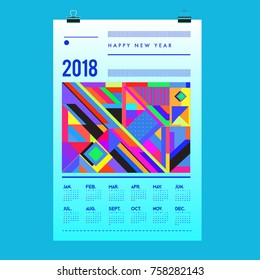 Set of Wall Calendar 2018 template design with Colorfull Background Pattern
