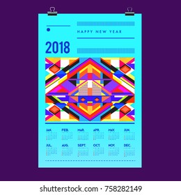 Set of Wall Calendar 2018 template design with Colorfull Background Pattern
