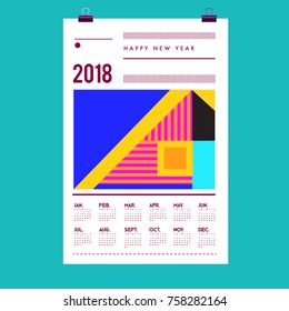 Set of Wall Calendar 2018 template design with Colorfull Background Pattern