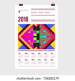 Set of Wall Calendar 2018 template design with Colorfull Background Pattern