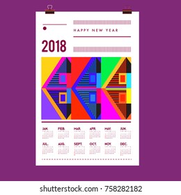 Set of Wall Calendar 2018 template design with Colorfull Background Pattern