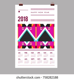 Set of Wall Calendar 2018 template design with Colorfull Background Pattern
