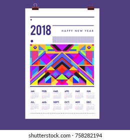 Set of Wall Calendar 2018 template design with Colorfull Background Pattern
