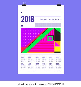 Set of Wall Calendar 2018 template design with Colorfull Background Pattern