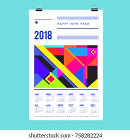 Set of Wall Calendar 2018 template design with Colorfull Background Pattern