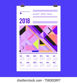 Set of Wall Calendar 2018 template design with Colorfull Background Pattern