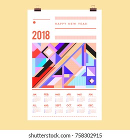 Set of Wall Calendar 2018 template design with Colorfull Background Pattern