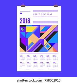 Set of Wall Calendar 2018 template design with Colorfull Background Pattern