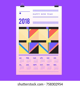 Set of Wall Calendar 2018 template design with Colorfull Background Pattern