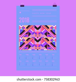 Set of Wall Calendar 2018 template design with Colorfull Background Pattern