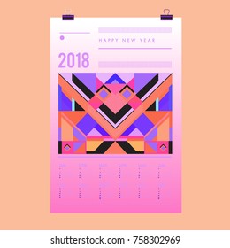 Set of Wall Calendar 2018 template design with Colorfull Background Pattern