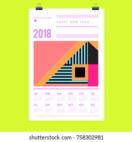 Set of Wall Calendar 2018 template design with Colorfull Background Pattern