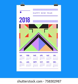 Set of Wall Calendar 2018 template design with Colorfull Background Pattern