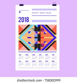 Set of Wall Calendar 2018 template design with Colorfull Background Pattern