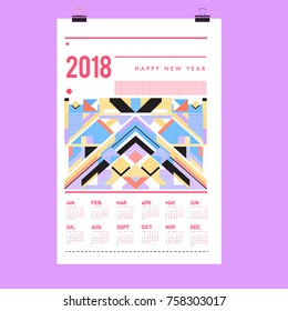 Set of Wall Calendar 2018 template design with Colorfull Background Pattern