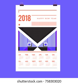 Set of Wall Calendar 2018 template design with Colorfull Background Pattern