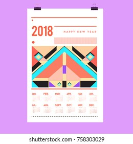 Set of Wall Calendar 2018 template design with Colorfull Background Pattern