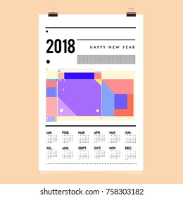 Set of Wall Calendar 2018 template design with Colorfull Background Pattern