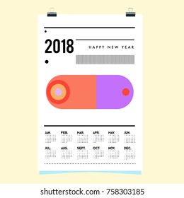 Set of Wall Calendar 2018 template design with Colorfull Background Pattern