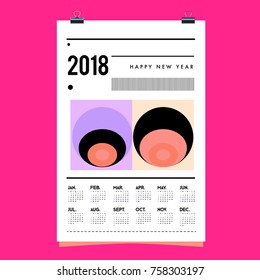 Set of Wall Calendar 2018 template design with Colorfull Background Pattern