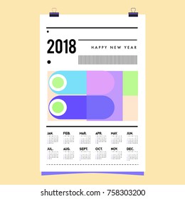Set of Wall Calendar 2018 template design with Colorfull Background Pattern