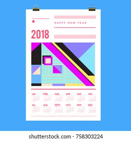 Set of Wall Calendar 2018 template design with Colorfull Background Pattern