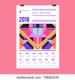 Set of Wall Calendar 2018 template design with Colorfull Background Pattern