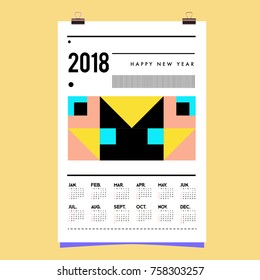 Set of Wall Calendar 2018 template design with Colorfull Background Pattern