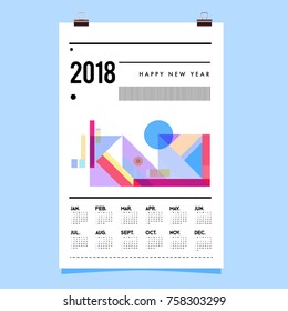 Set of Wall Calendar 2018 template design with Colorfull Background Pattern
