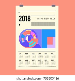 Set of Wall Calendar 2018 template design with Colorfull Background Pattern
