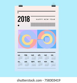 Set of Wall Calendar 2018 template design with Colorfull Background Pattern