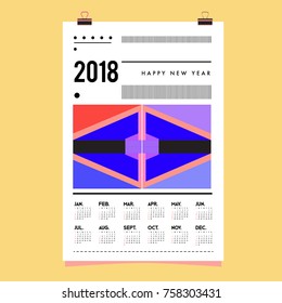 Set of Wall Calendar 2018 template design with Colorfull Background Pattern