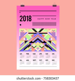 Set of Wall Calendar 2018 template design with Colorfull Background Pattern