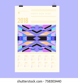 Set of Wall Calendar 2018 template design with Colorfull Background Pattern